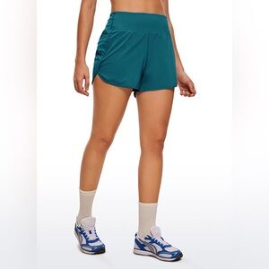 Feathery-Fit Soft High Rise Lined Shorts with Back Pocket 4''